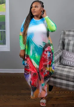 Women's Positioning Print Pockets Plus Size Loose Dress -Plus Size Dresses Shop b8d88141c36f42ff
