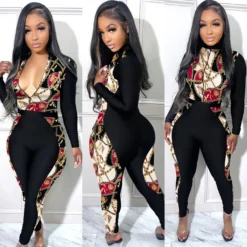 Plus Size Women Sexy Print Patchwork Jumpsuit -Plus Size Dresses Shop b927528abaa19595