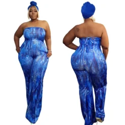 Plus Size Women Sexy Strapless Printed Wide Leg Jumpsuit -Plus Size Dresses Shop b951c4b174da1af1