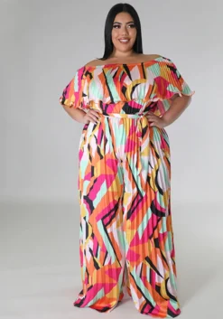 Women Print Off Shoulder Backless Pleated Loose Jumpsuit -Plus Size Dresses Shop b9c2655a21a60757