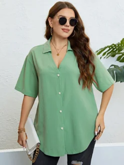 Women Summer V-Neck Loose Casual Shirt -Plus Size Dresses Shop ba92c365163da235