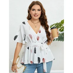 Ladies Summer Print Lace-Up Top -Plus Size Dresses Shop baa0577b5f8056ba