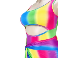 Fashion Plus Size Women's Sexy Rainbow Stripe Cutout One Piece Swimsuit Dress Two-Piece Set -Plus Size Dresses Shop bb4db5485e10ac99