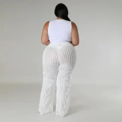 Plus Size Women's Wavy Straight Leg Pant Sheer Sexy Pants -Plus Size Dresses Shop bbb360add2c73e78