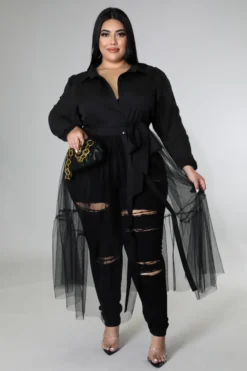 Plus Size Women'S Chiffonmesh Ruched Top Casual Long Sleeve Dress