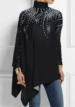 Christmas Women Printed Loose Turtle Collar Casual Irregular Top -Plus Size Dresses Shop bbc98fa883a0747e