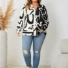 Plus Size Women's Loose Casual V-Neck Top Fashion Lantern Sleeve Printed Shirt -Plus Size Dresses Shop bc1d8254af5e3e2f