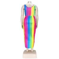Fashion Plus Size Women's Sexy Rainbow Stripe Cutout One Piece Swimsuit Dress Two-Piece Set -Plus Size Dresses Shop bc3b6d38ed6d7006