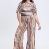 Plus Size Women Casual Short Sleeve Top And Striped Wide Leg Pants Two-piece Set 2 Plus Size Women Casual Short Sleeve Top And Striped Wide Leg Pants Two-piece Set -Plus Size Dresses Shop bc5981db5853ae5d