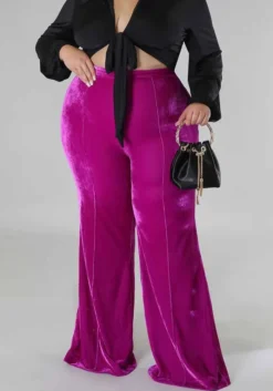 Plus Size Women Winter High Waist Velvet Bootcut Pants -Plus Size Dresses Shop bc7a7992c9b0a888