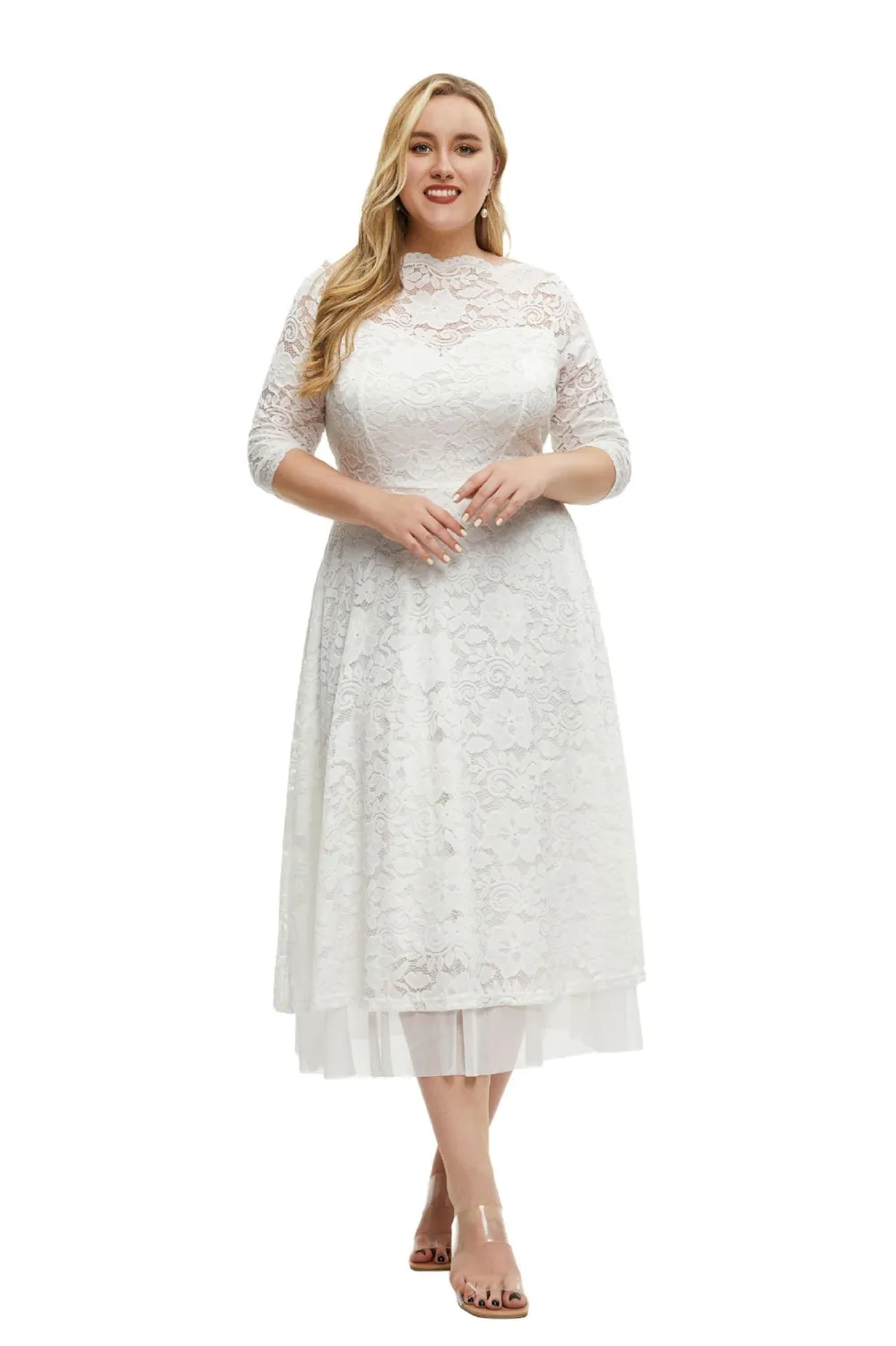 Plus Size Women's Lace Evening Dress 12 Plus Size Women's Lace Evening Dress - Image 10