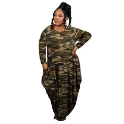 Women's Positioning Print Pockets Plus Size Loose Dress