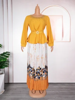 Plus Size African Women Chic Top+ Printed Pleated Skirt Two-piece Set -Plus Size Dresses Shop bd27a1e975ea1174