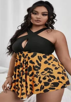 Plus Size Bikini Two Pieces Swimsuit Skirt Swimsuit -Plus Size Dresses Shop bdfbf798d6464829