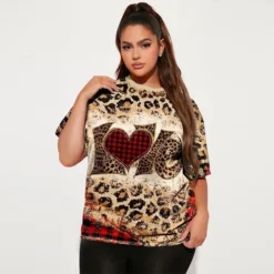 Women's Fashion Plus Size Casual Print Round Neck Short Sleeve T-Shirt -Plus Size Dresses Shop be3b6f0e5e59c5cb