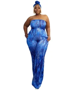 Plus Size Women Sexy Strapless Printed Wide Leg Jumpsuit -Plus Size Dresses Shop be72911e086bad52