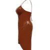 Strap Brown Pu Leather Plus Size Irregular Bodycon Dress 2 Strap Brown Pu Leather Plus Size Irregular Bodycon Dress -Plus Size Dresses Shop be77993fa81a4e6e
