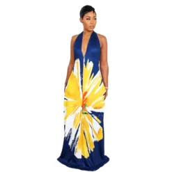 Sexy Print Plus Size Halter Neck Lace-Up Loose V Neck Maternity Dress -Plus Size Dresses Shop bf5e548aeed15f29