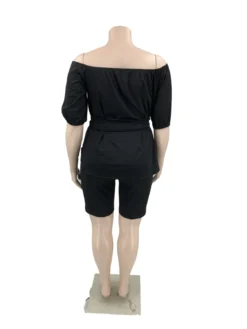 Plus Size Women Off Shoulder Solid Top And Shorts Casual Two-Piece Set -Plus Size Dresses Shop bff856eb24a5ff60