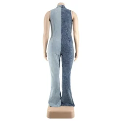 Plus Size Women's Fall Color Block Wash Sexy Denim Jumpsuit -Plus Size Dresses Shop c118f8cf5a9356a3