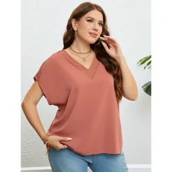 Women Summer V-Neck Loose Casual Top -Plus Size Dresses Shop c1a9048fa6f30307