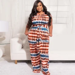 Plus Size Women Printed Top And Pant Casual Two-Piece Set -Plus Size Dresses Shop c1df41781b4cac77