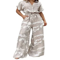 Plus Size Women's Fall Short Sleeve Jumpsuit -Plus Size Dresses Shop c1e25061e3999498