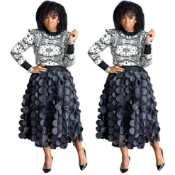 Women's Polka Dot Black Mesh Skirt Long A-line Skirt -Plus Size Dresses Shop c28d0d06fe81d17b