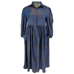 Plus Size Women Button Turndown Collar Long Sleeve Maxi Dress -Plus Size Dresses Shop c31742a28056a341