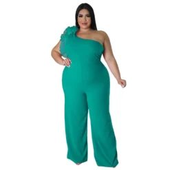 Plus Size Ladies One Shoulder Mesh Wide Leg Pants -Plus Size Dresses Shop c3318bab84b5e559