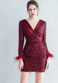 Plus Size Women Sequins Formal Party Mini Evening Drees -Plus Size Dresses Shop c3773a3dcd91fdb8