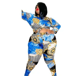 Plus Size Women Vintage Printed Long Sleeve Shirt + Pants Two-Piece Set -Plus Size Dresses Shop c3ddc8edaf2d2a6a