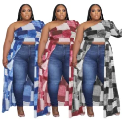 Plus Size Women Fashion Casual One Sleeve Print Dress -Plus Size Dresses Shop c3f16521eefff7f2