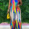 Women Rainbow Print Sexy Off-Shoulder Jumpsuit -Plus Size Dresses Shop c4d9de6e3fa561da