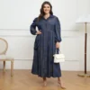 Plus Size Women Button Turndown Collar Long Sleeve Maxi Dress 2 Plus Size Women Button Turndown Collar Long Sleeve Maxi Dress -Plus Size Dresses Shop c4fb9b1ba1fc07e5