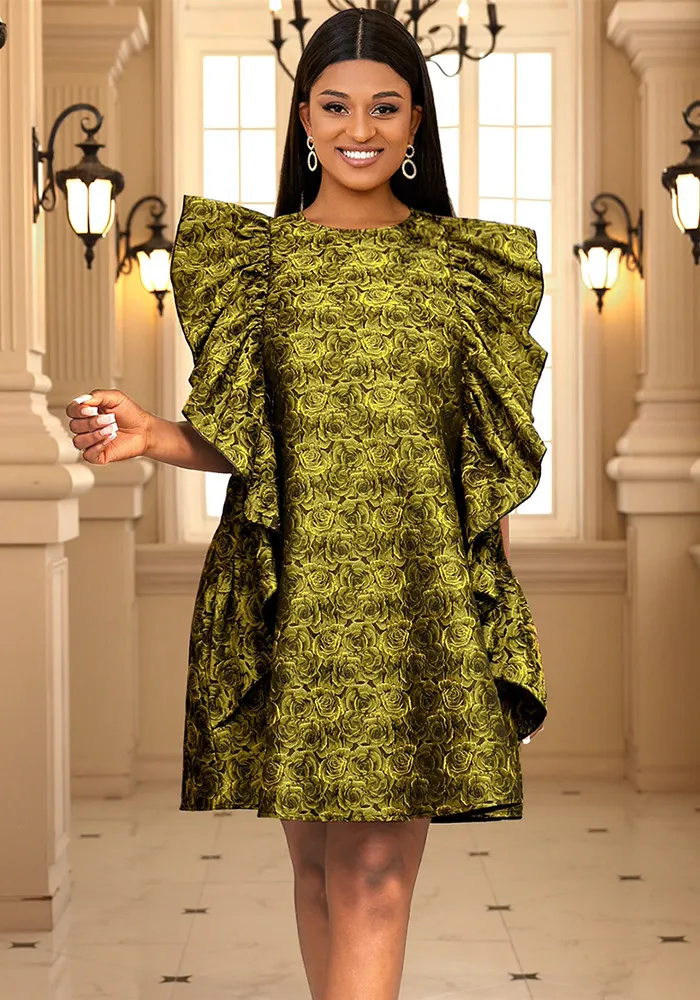 Printed Loose Plus Size Ruffle Edge Women's Dress 3 Printed Loose Plus Size Ruffle Edge Women's Dress