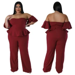 Women'S Sexy Off-Shoulder Short-Sleeve Wide-Leg Jumpsuit -Plus Size Dresses Shop c64b36e4cb4da1d1
