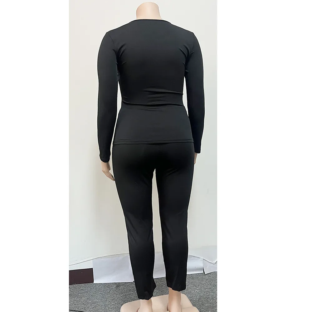 Plus Size Women Pink Skull Print Two-piece Set 5 Plus Size Women Pink Skull Print Two-piece Set - Image 3