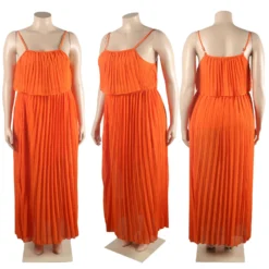 Sexy Solid Strap Pleated Casual Set -Plus Size Dresses Shop c6ad8062ec481623