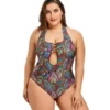Plus Size Women Printed Backless One Piece Swimwear -Plus Size Dresses Shop c6c8ae80024491bd