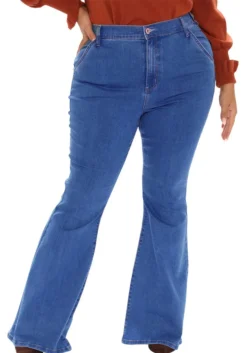 Fashion Slim Wide Leg Plus Size Jeans Bell Bottom Stretch Denim Pants -Plus Size Dresses Shop c8679795e79e78fa