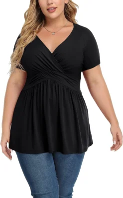 Plus Size Women V-Neck Short Sleeve T-Shirt -Plus Size Dresses Shop c875b2f272c60a1a