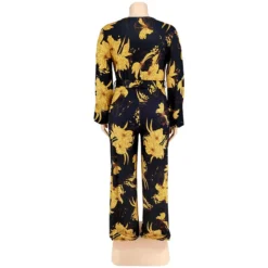 Plus Size Women Fall Print V-Neck Off Shoulder Jumpsuit -Plus Size Dresses Shop c8ce0918340b6218