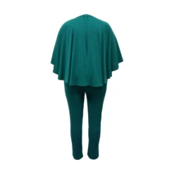 Plus Size Women Sexy Solid Bat Cape Sleeve V Neck Jumpsuit -Plus Size Dresses Shop c9ce83fd1c9d5a86