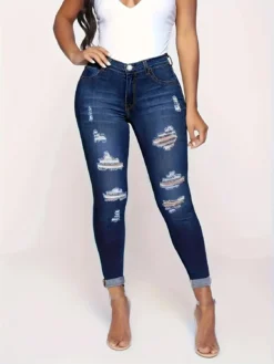 Summer Ripped Denim Pants Plus Size Tight Fitting Jeans -Plus Size Dresses Shop ca46941998e05c0b