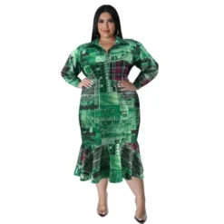 Plus Size Fall Women's Collared Open Long Sleeve Dress -Plus Size Dresses Shop cae1288e2ee23a4d