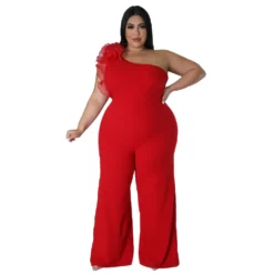 Plus Size Ladies One Shoulder Mesh Wide Leg Pants -Plus Size Dresses Shop cae88e7d30967578