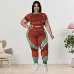 Plus Size Women's Sports Tight Fitting Yoga Two Piece Pants Set 29 Plus Size Women's Sports Tight Fitting Yoga Two Piece Pants Set -Plus Size Dresses Shop cb2db84805800295