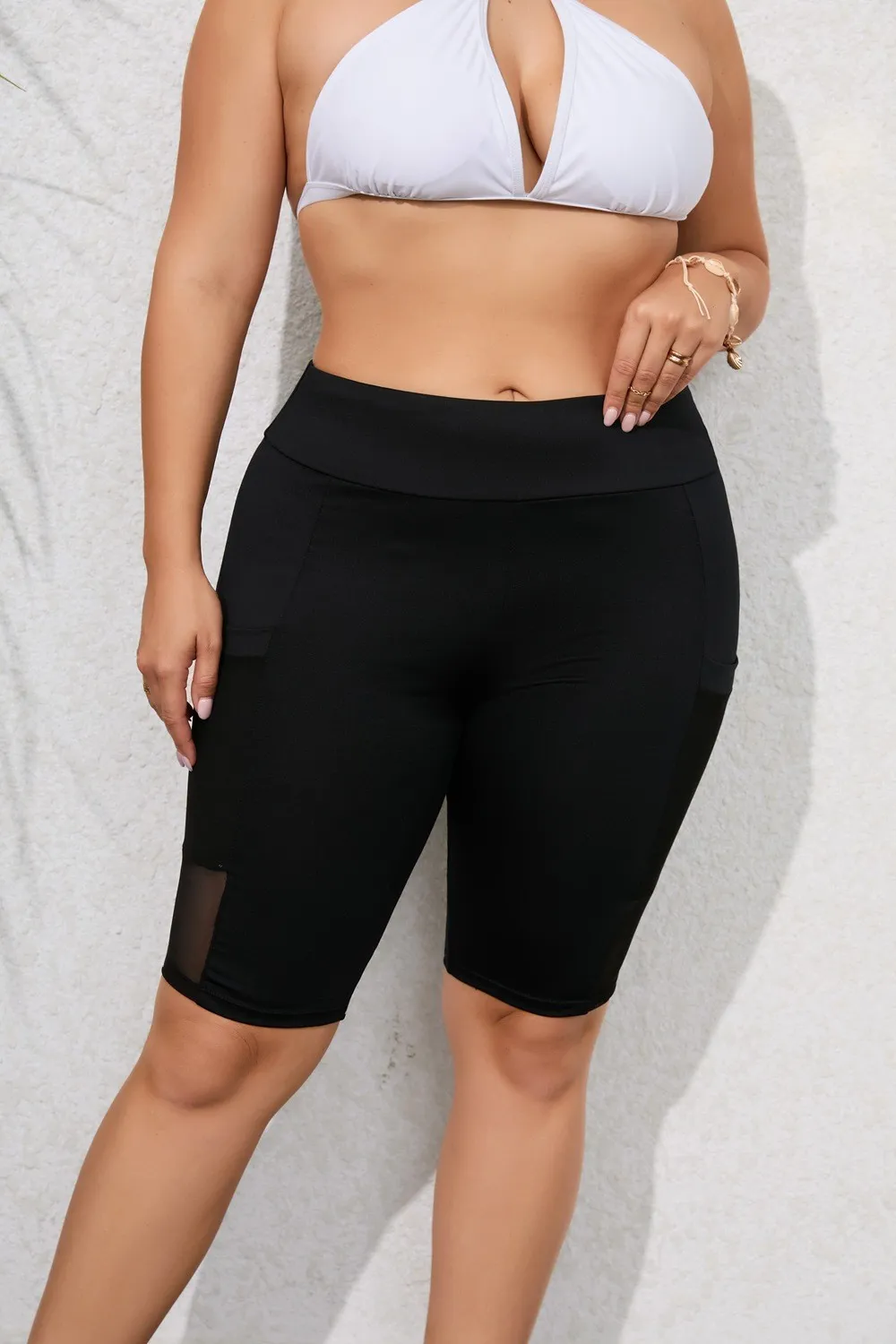 Plus Size Women Solid Swim Shorts 5 Plus Size Women Solid Swim Shorts - Image 3