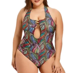 Plus Size Women Printed Backless One Piece Swimwear -Plus Size Dresses Shop cc3e1824c5669055